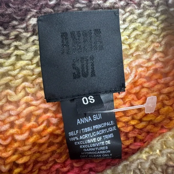 NEW Anna Sui Ombré Hand Crochet Poncho in Rainbow OS - Picture 10 of 12
